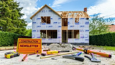 House under renovation with construction tools and a newsletter sign-up form